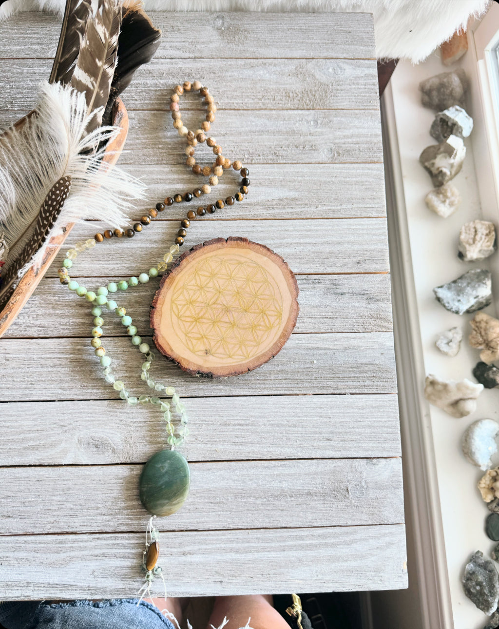 Ocean Jasper mala /  Chrysoprase mala/ mala necklace /Crystal mala / Gemstone necklace / Vegan