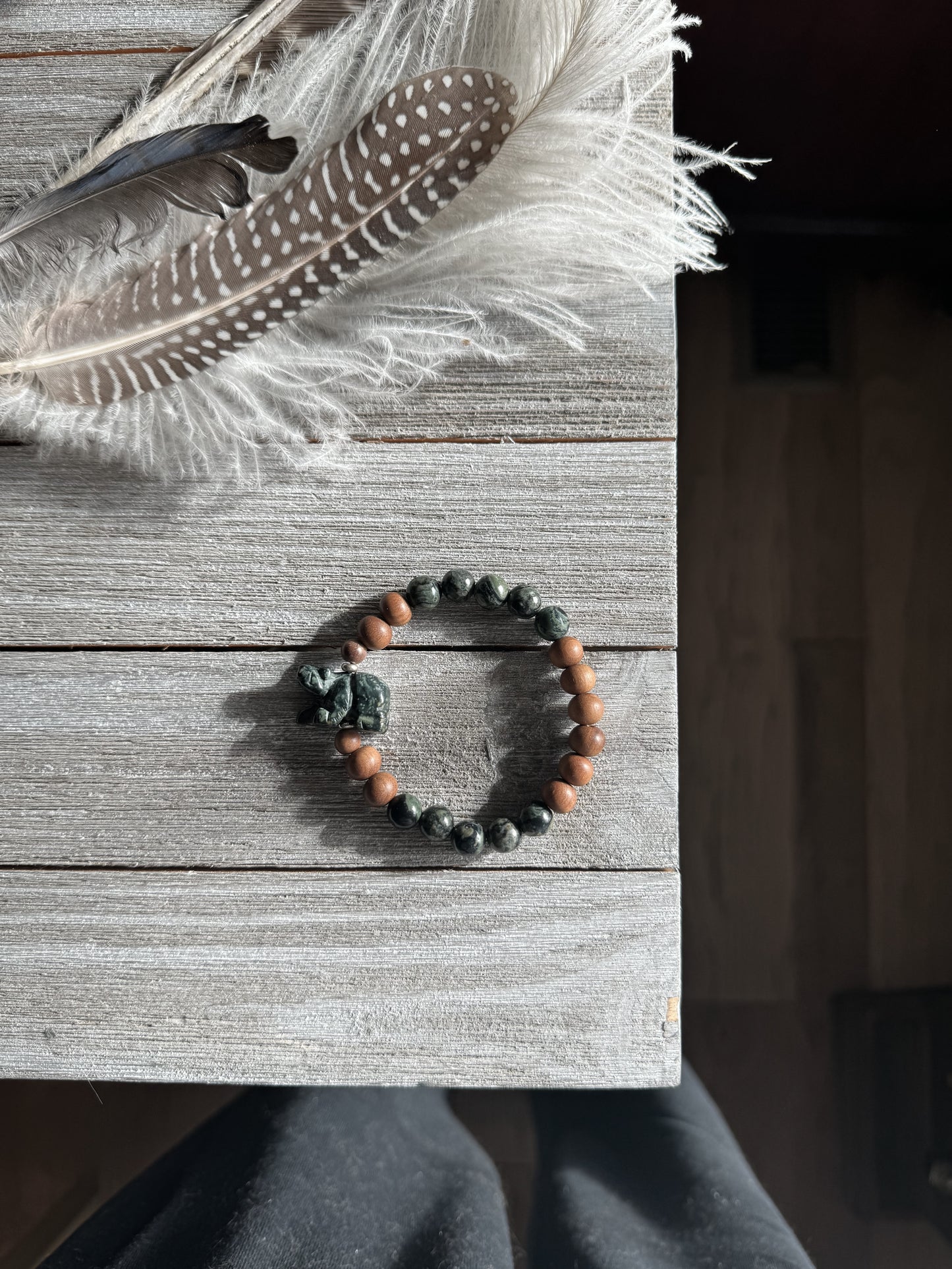 Bear bracelet // Crystal diffuser bracelet // Kambaba Jasper bracelet // Mala bracelet