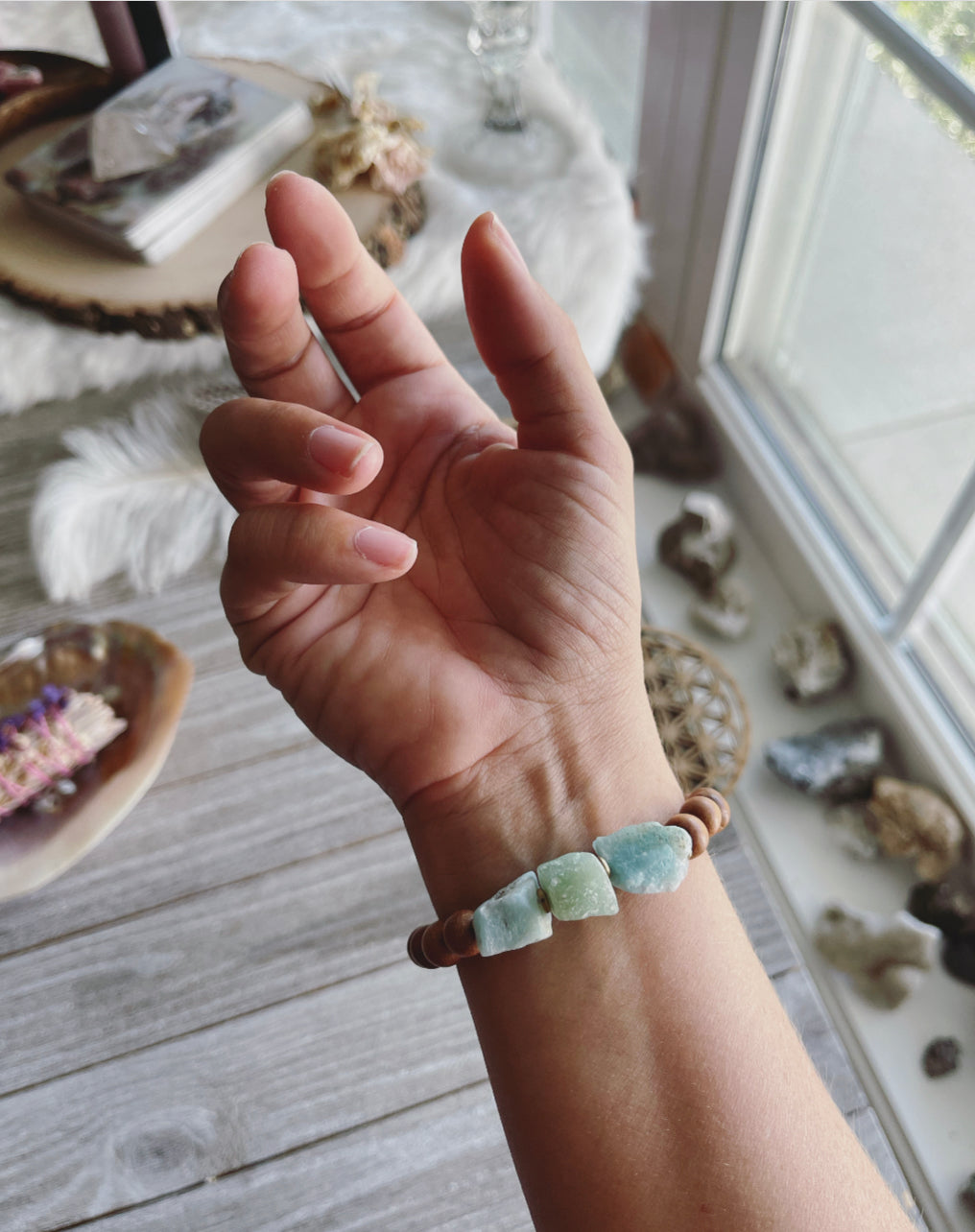 Sea foam Green Fall bracelet / Essential oil bracelet / Essential oil bracelet / Amazonite /  Ezzy to Eden bracelet