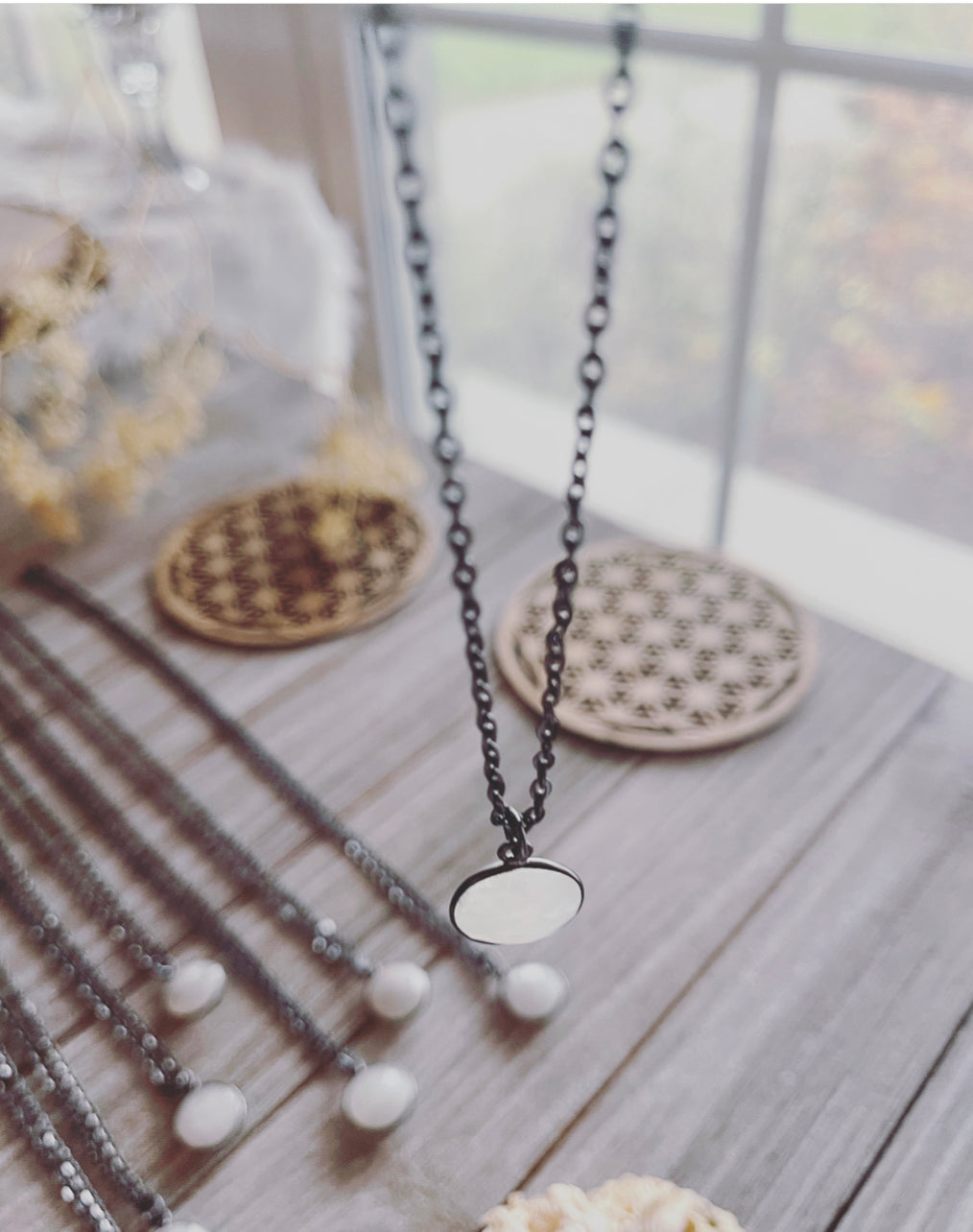 Moonstone necklace // Moonstone and gunmetal necklace // Fertility necklace