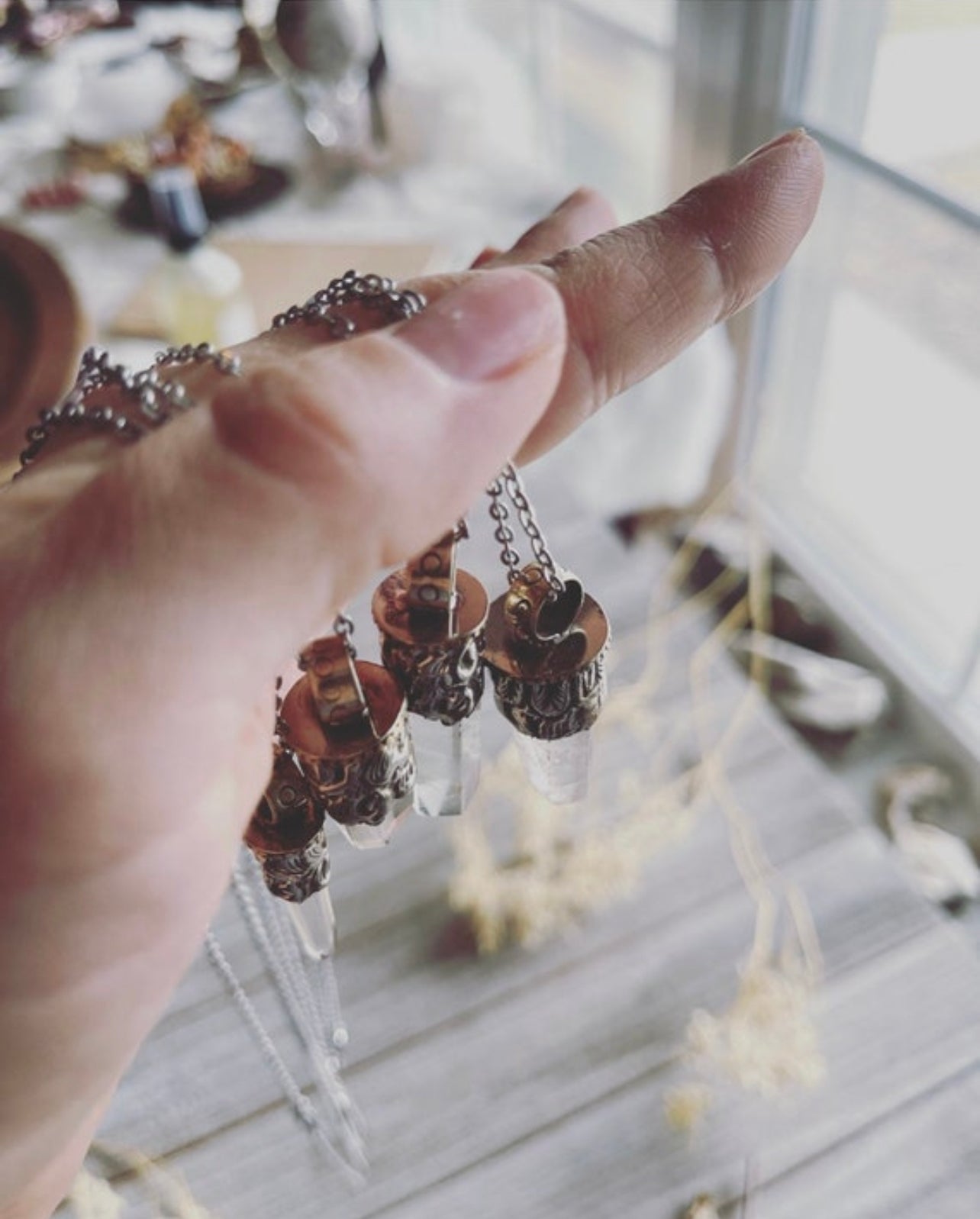 Quartz point necklace / Clear Quartz necklace/ Brass necklace /Quartz point jewelry / boho jewelry / boho necklace / gemstones necklace /