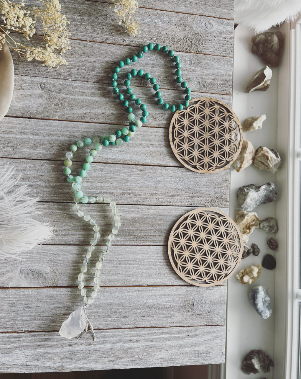 Lucky Green Ombré mala / Quartz mala / Rainbow mala/ Jasper mala necklace /Crystal mala / Gemstone necklace / Vegan