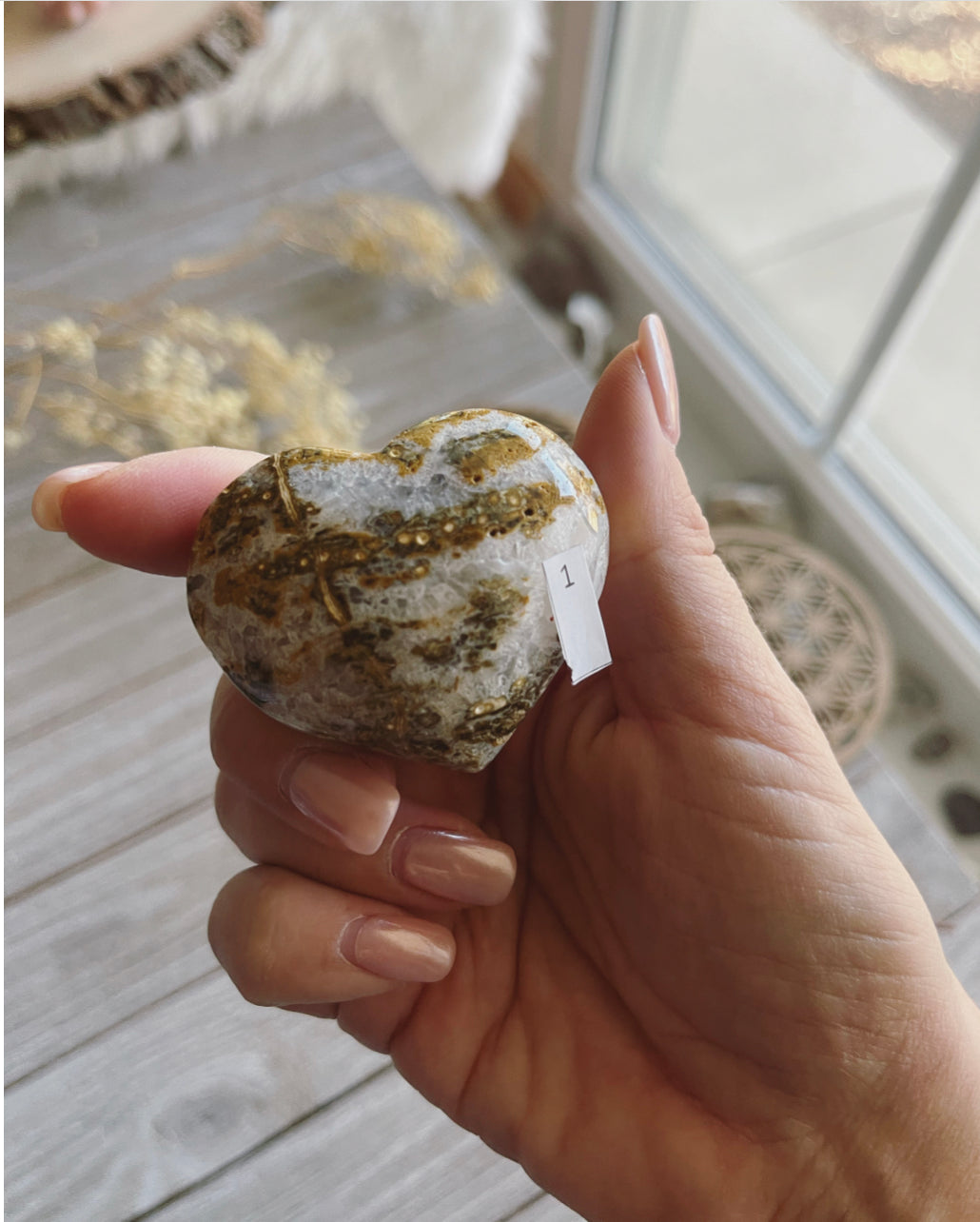 Ocean Jasper hearts / Ocean Jasper palm stone/ Crystal  / Gemstone/ Crystal heart