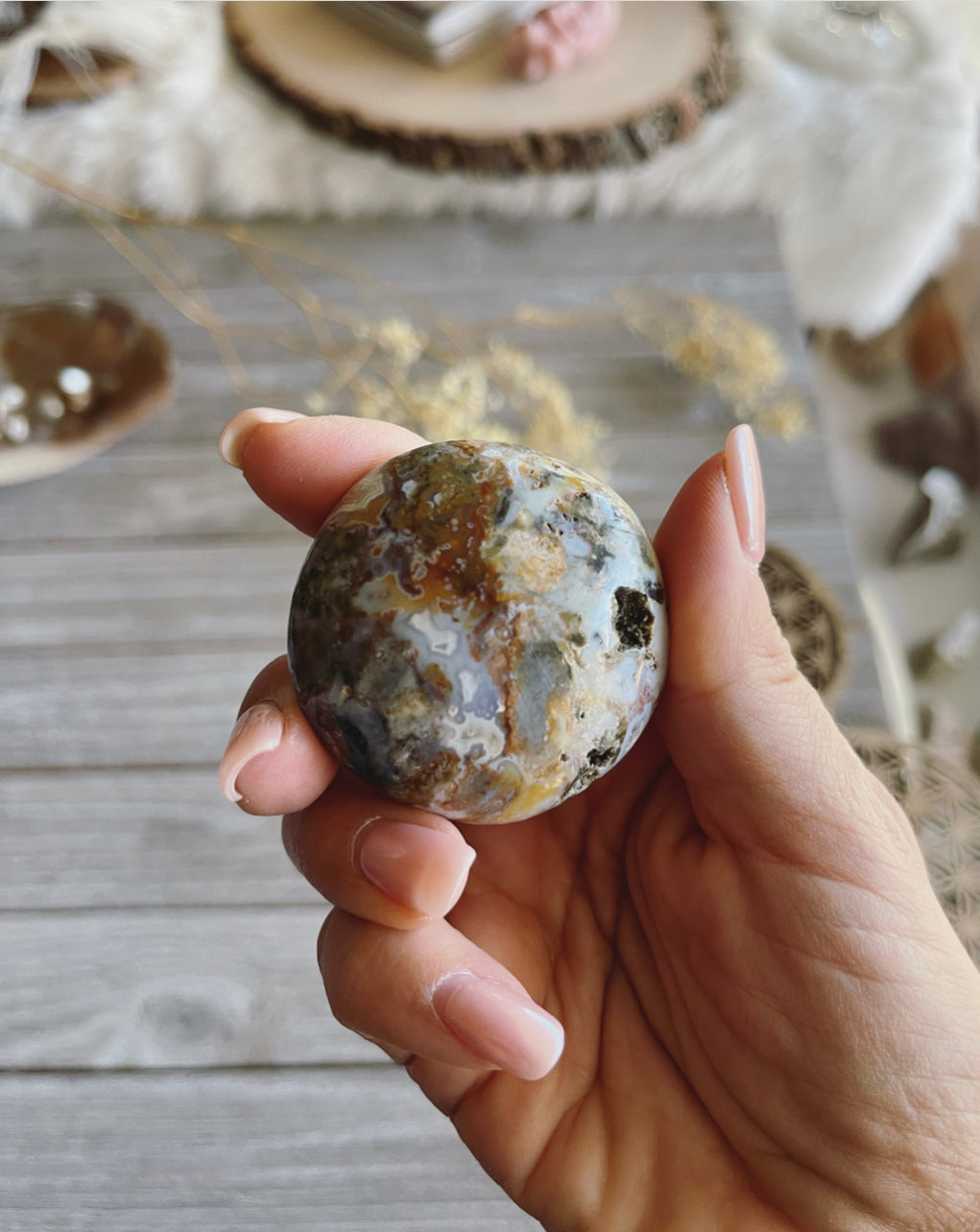 Ocean Jasper 8th vein / Ocean Jasper palm stone/ Crystal  / Gemstone/ Crystal heart