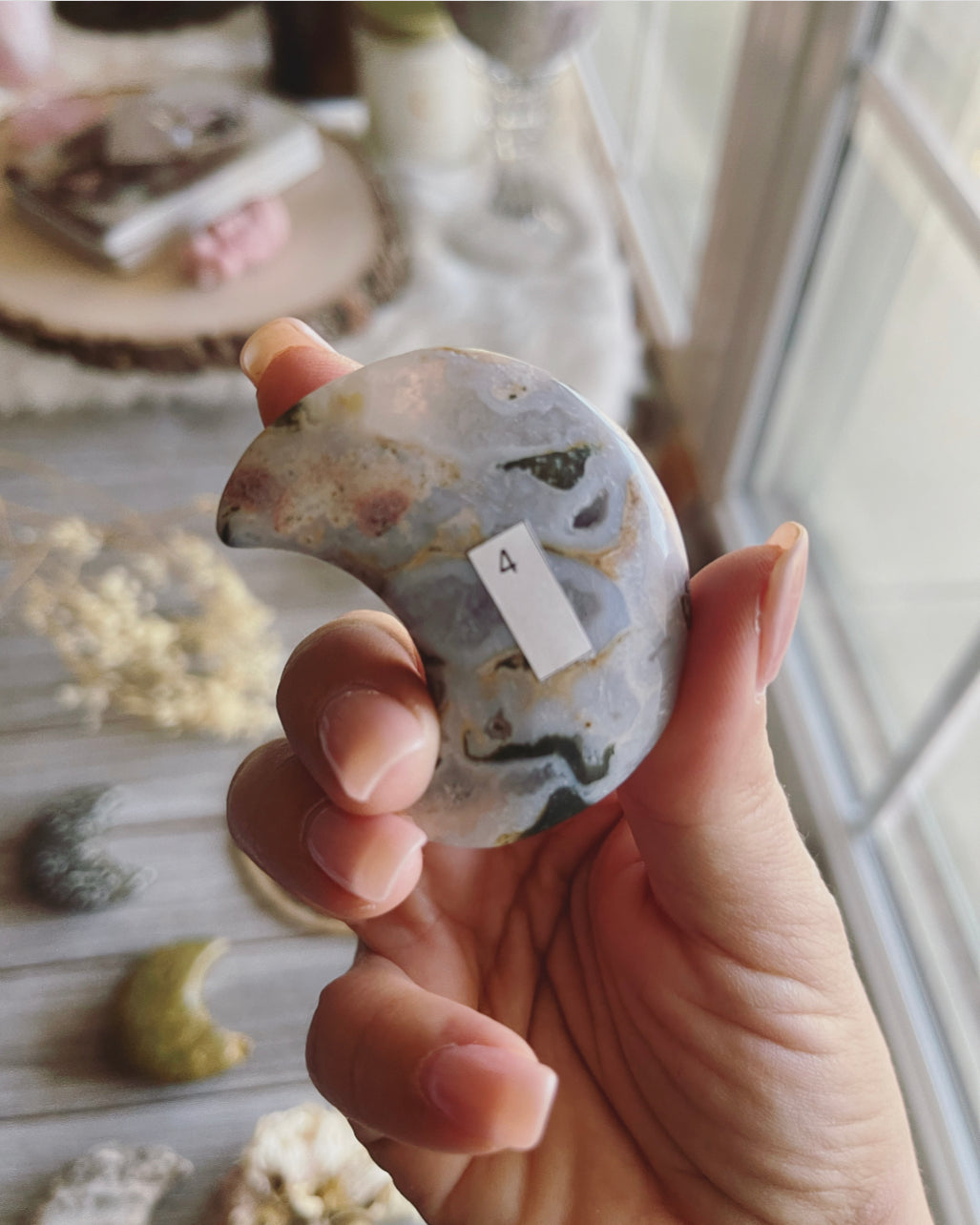 Ocean Jasper moons / Ocean Jasper palm stone/ Crystal  / Gemstone/ Crystal heart