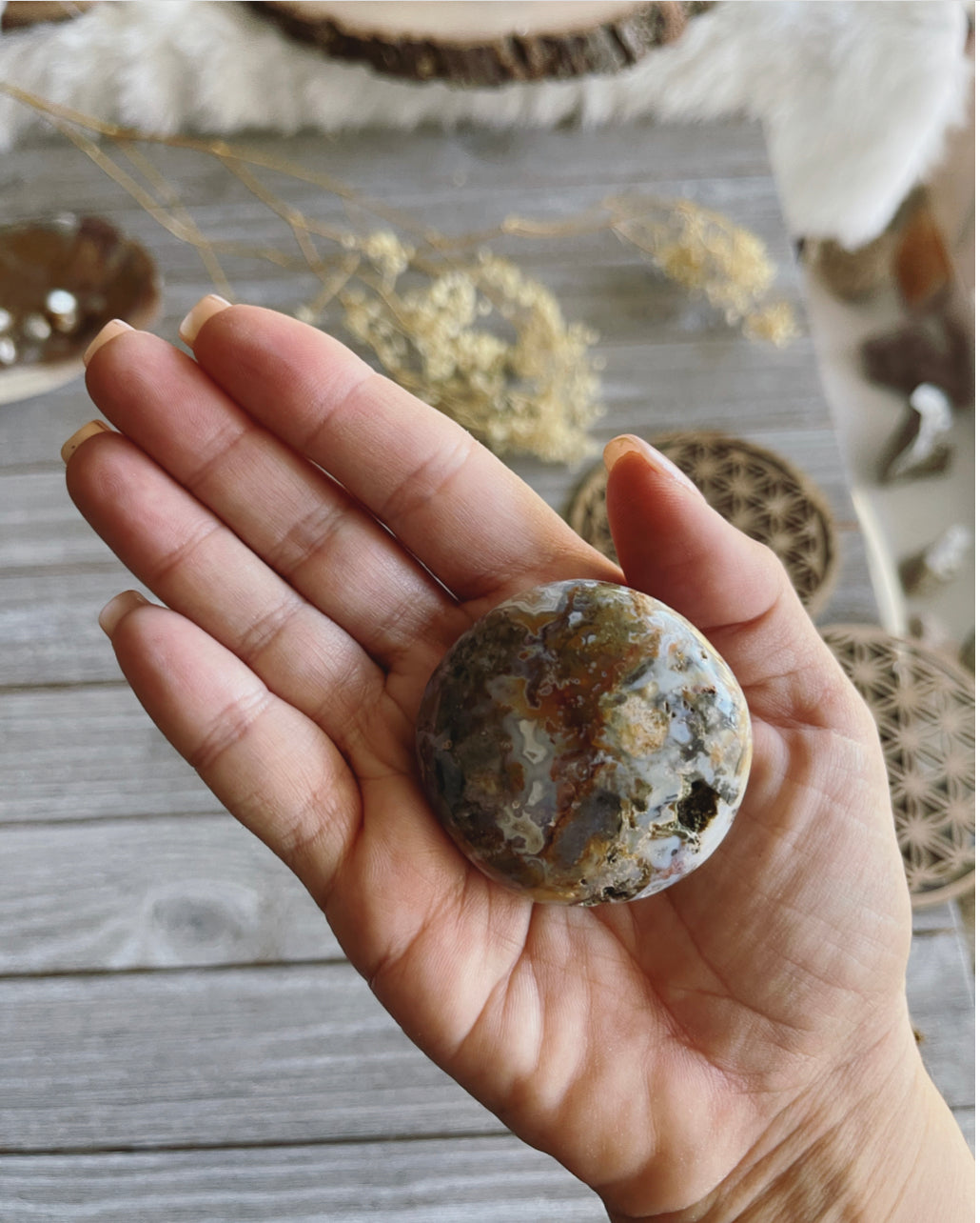 Ocean Jasper 8th vein / Ocean Jasper palm stone/ Crystal  / Gemstone/ Crystal heart