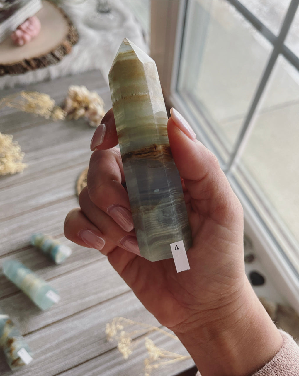 Lemurian Blue Calcite Tower Crystal / Tower /