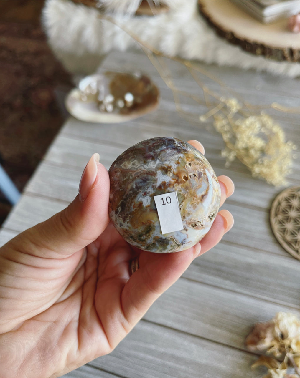 Ocean Jasper 8th vein / Ocean Jasper palm stone/ Crystal  / Gemstone/ Crystal heart