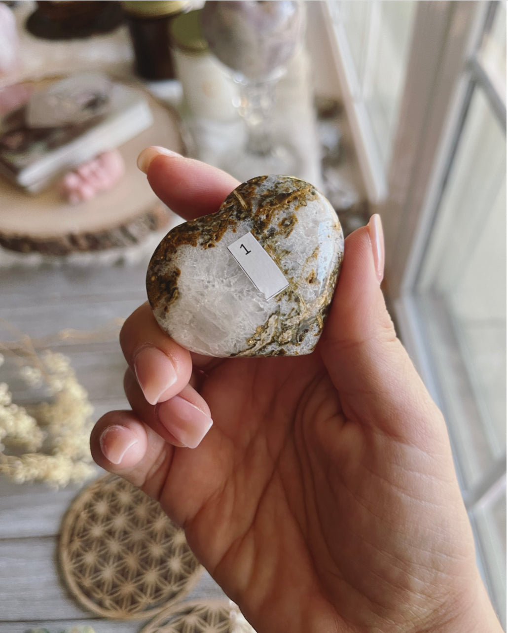 Ocean Jasper hearts / Ocean Jasper palm stone/ Crystal  / Gemstone/ Crystal heart