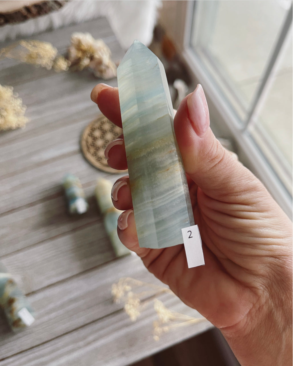 Lemurian Blue Calcite Tower Crystal / Tower /