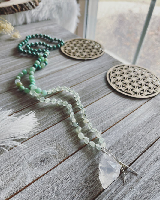 Lucky Green Ombré mala / Quartz mala / Rainbow mala/ Jasper mala necklace /Crystal mala / Gemstone necklace / Vegan