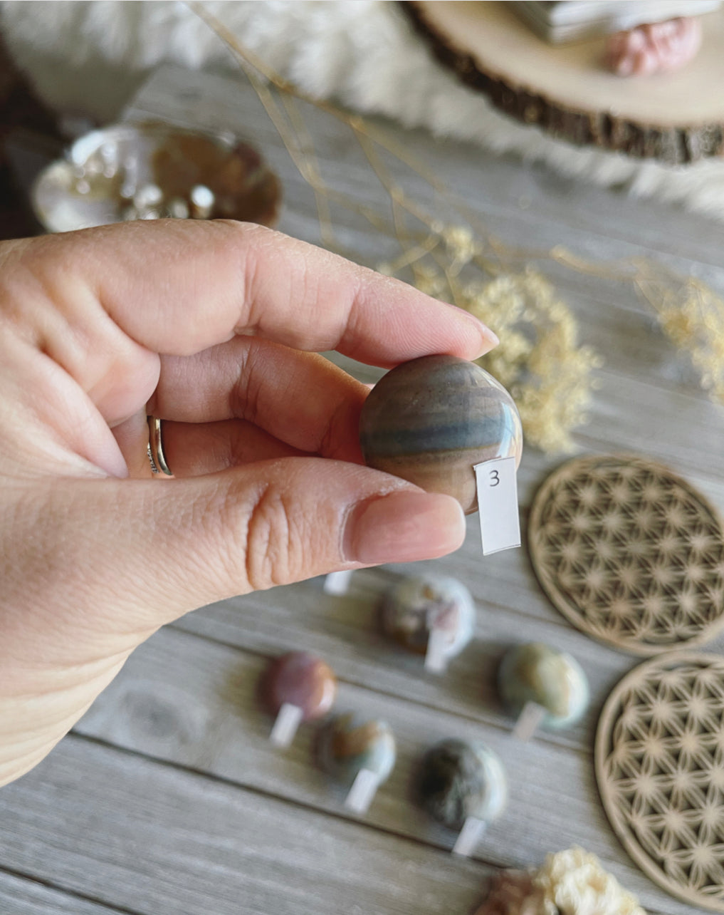 Ocean Jasper 8th vein / Ocean Jasper palm stone/ Crystal  / Gemstone/ Crystal heart